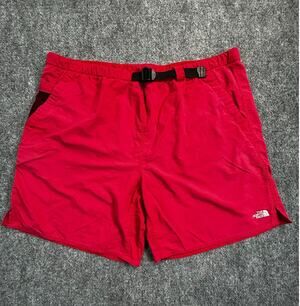 The North Face Red Nylon Hiking Trail Shorts Belted Men's XL Outdoor